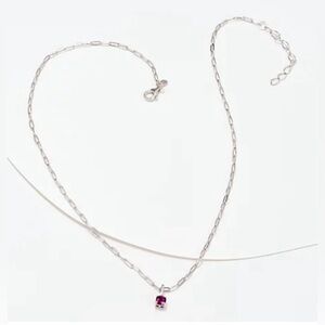 NEW - Affinity Gems 5mm Cushion Cut Gemstone Pendant Necklace, SS. Rhodolite